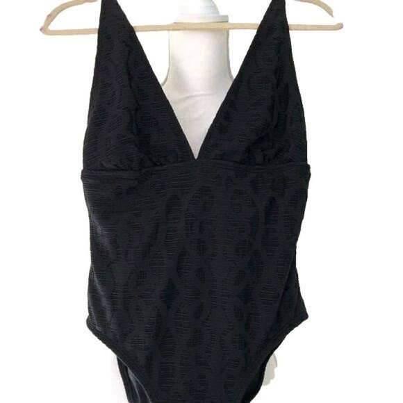 La Blanca Other - La Blanca Swimsuit Womens Size 8 Vintage Black One Piece Plunging Neckline